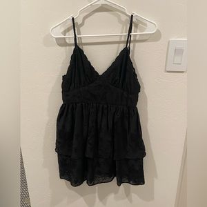 Black Wild Fable layered dress with floral embroidery